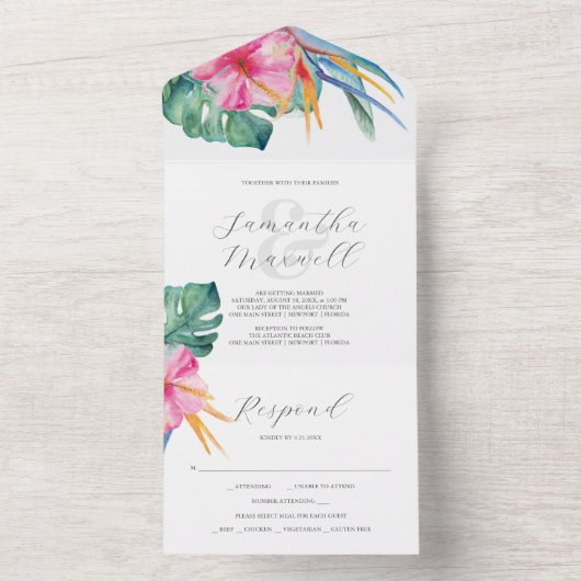 Wedding Invitations with RSVP Card Destination All In One Einladung (Innen Boden)