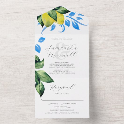 Wedding Invitations with RSVP Card Lemons All In One Einladung (Innen Boden)