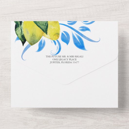 Wedding Invitations with RSVP Card Lemons All In One Einladung (Rückseite)