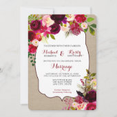 Wedding Invite, bordeauxrot, rustikal, 3979 Einladung (Vorderseite)