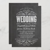 WEDDING INVITE elegante geblüht Kalkboard grau Einladung (Vorne/Hinten)
