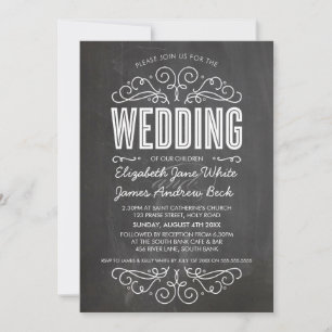 WEDDING INVITE elegante geblüht Kalkboard grau Einladung