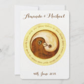 WEDDING INVITE goldene Harmonie YinYang Tauben Einladung (Vorderseite)