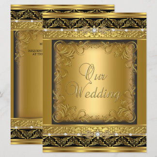 Wedding Invite Metallic Gold Black Diamond Einladung