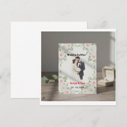 Wedding Invite, Minimalist Design, Bride and Groom Einladung (Vorne/Hinten)