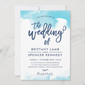 WEDDING INVITE moderne, stilvolle Aqua Blue Aqua Einladung (Vorderseite)