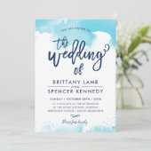 WEDDING INVITE moderne, stilvolle Aqua Blue Aqua Einladung (Stehend Vorderseite)