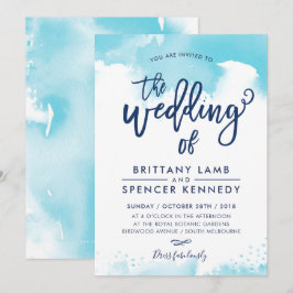 WEDDING INVITE moderne, stilvolle Aqua Blue Aqua Einladung