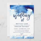 WEDDING INVITE moderne stilvolle marineblaue Aquar Einladung (Vorderseite)