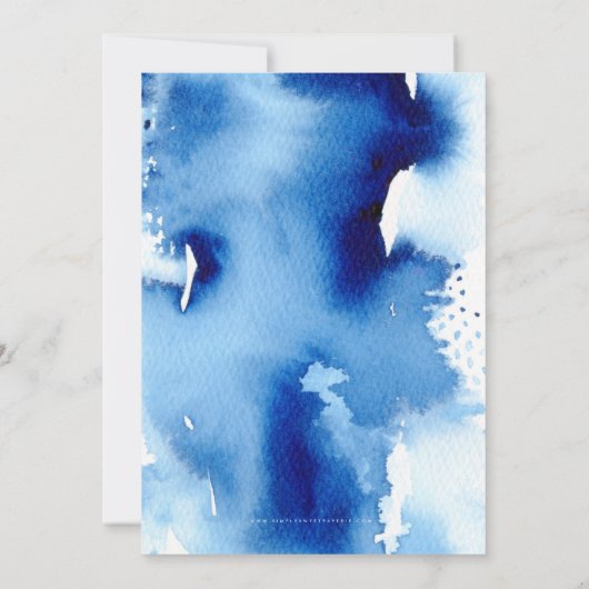 WEDDING INVITE moderne stilvolle marineblaue Aquar Einladung (Rückseite)