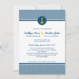 WEDDING INVITE nautischer Ankerherz gelb Einladung