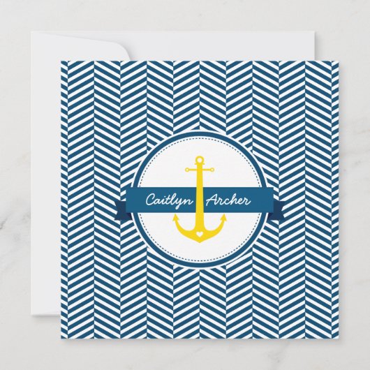 WEDDING INVITE nautischer Ankerherz gelb Einladung (Rückseite)
