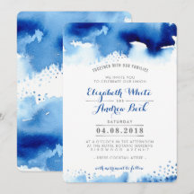 WEDDING INVITE stilvoll chic Aquarell dunkelblau