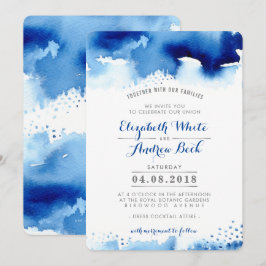 WEDDING INVITE stilvoll chic Aquarell dunkelblau Einladung