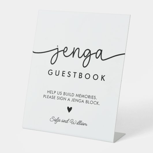 Wedding Jenga Guest Book Sign Sockelschild (Vorderseite)