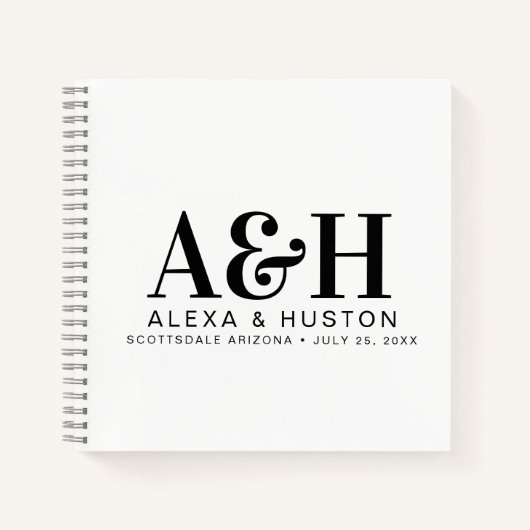 Wedding Journal Custom Monogram Planning Notebook Notizblock (Vorderseite)