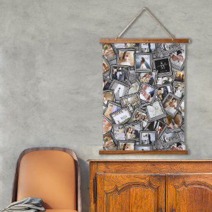 Wedding Keepake 30 Foto Collage Black ID1065 Han Wandteppich Mit Holzrahmen