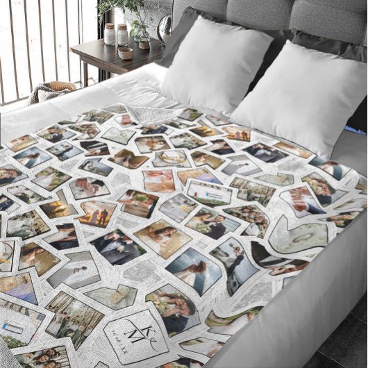 Wedding Keepake 31 Foto Collage White ID1065 Fleecedecke