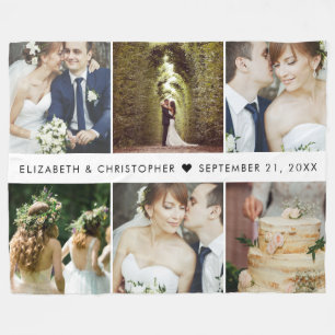 Wedding Keepake 6 Square Foto Collage Fleecedecke