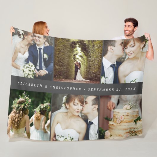 Wedding Keepake 6 Square Foto Collage Fleecedecke (Beispiel)