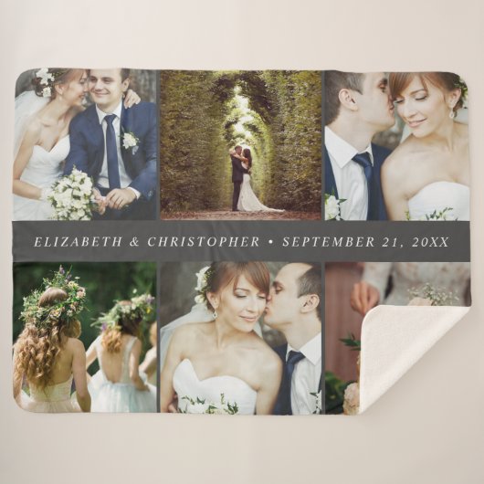 Wedding Keepake 6 Square Foto Collage Sherpadecke (Vorderseite (Horizontal))