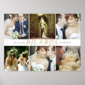 Wedding Keepake Mr. und Mrs. 6 Foto Collage Poster (Vorne)