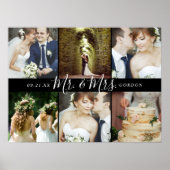 Wedding Keepake Mr. und Mrs. 6 Foto Collage Poster (Vorne)