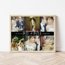 Wedding Keepake Mr. und Mrs. 6 Foto Collage Poster