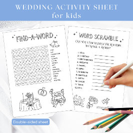 Wedding Kids Word Games Activity Sheet