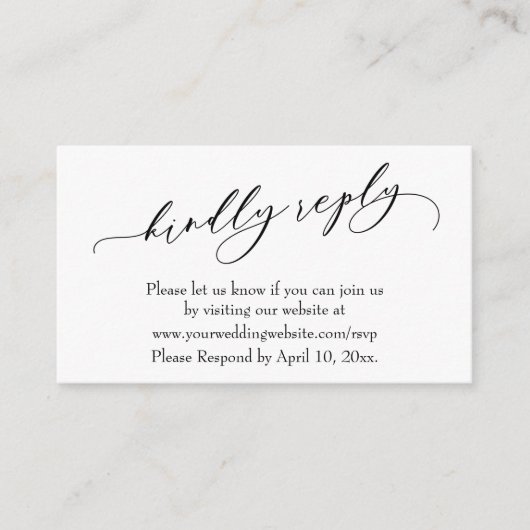 Wedding Kindly Antwort Online Luxus Skript Begleitkarte (Vorderseite)
