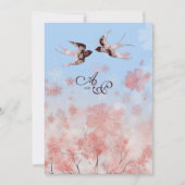 Wedding Kirschblüten-und -Liebe-Schwalben Einladung (Vorderseite)