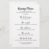 Wedding Kissing Menu Kalligrafie Schwarz & Weiß (Vorne/Hinten)