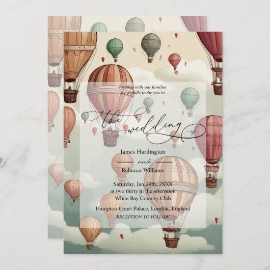 Wedding laden Design Whimsical Hot Air Ballon Einladung (Vorne/Hinten)