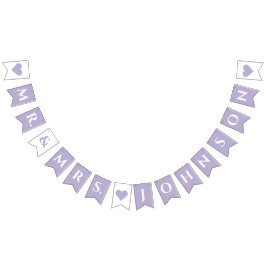 Wedding Lavender 7 Letter Name Hört Mr. & Mrs. Wimpelkette