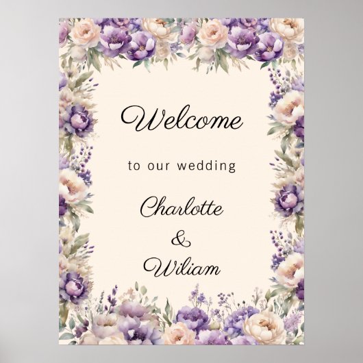 Wedding lavender champagne cream welcome poster (Vorne)
