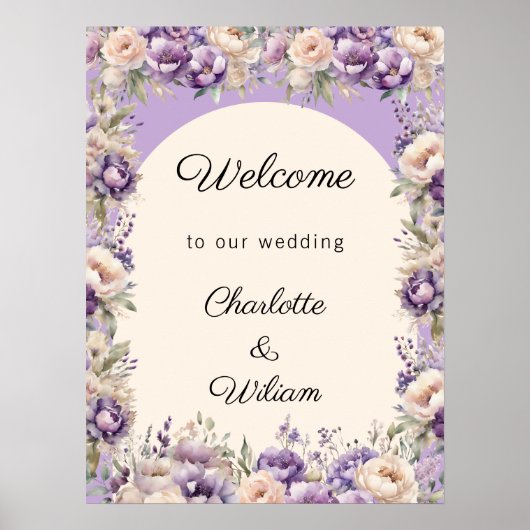 Wedding lavender champagne cream welcome poster (Vorne)