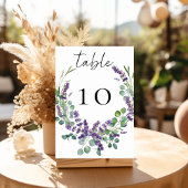 Wedding lavender florals eucalyptus greenery tischnummer