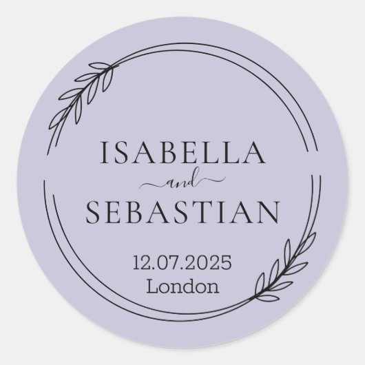Wedding Lavender Lilac Color Runder Aufkleber (Vorderseite)