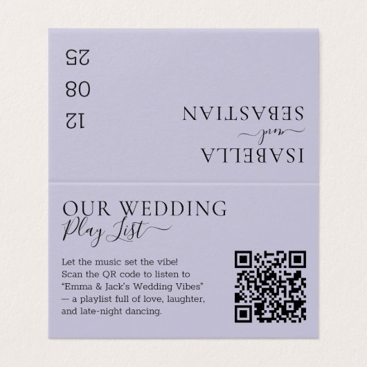 Wedding Lavender Lilac QR Code Playlist (Außenseite Aufgefaltet)