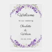 Wedding lavender watercolored welcome acrylschild (Vorderseite)