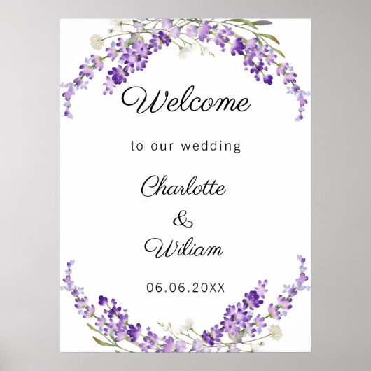 Wedding lavender watercolored welcome poster (Vorne)