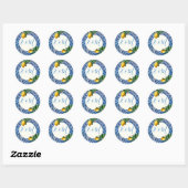 Wedding Lemon Blue Tile Monogram Summer Runder Aufkleber (Blatt)