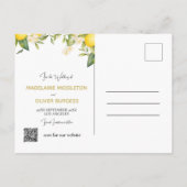 Wedding Lemons Citrus Save the Date Ankündigungspostkarte (Rückseite)