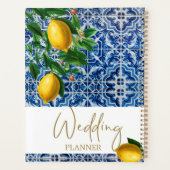 Wedding Lemons Foto Blue White Tiles Elegant Planer (Rückseite)