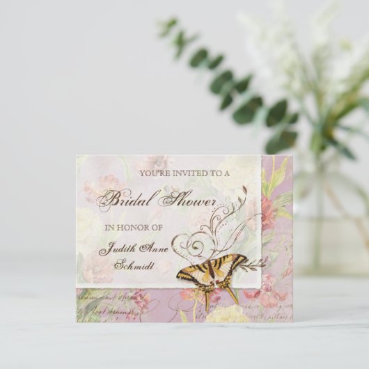 Wedding Les Fleurs Einladung (Stehend Vorderseite)