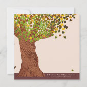 Wedding Liebe-Baum-lädt das fallende Herz-Blätter Einladung (Rückseite)