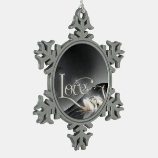 Wedding Liebe-Schwäne Schneeflocken Zinn-Ornament