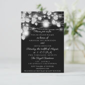 Wedding Lights Jars Glitzer Grau Schwarz-weiß Einladung (Stehend Vorderseite)