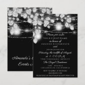 Wedding Lights Jars Glitzer Grau Schwarz-weiß Einladung (Vorne/Hinten)