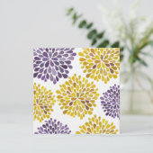 Wedding lila gelbe Blume blüht Einladung (Stehend Vorderseite)